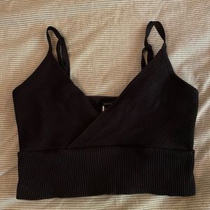 black forever 21 ribbed cropped tank top